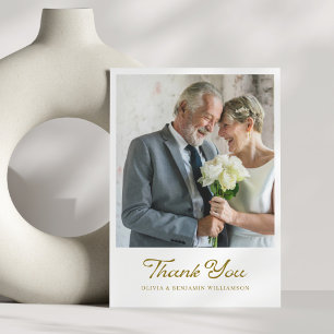 Vintages Golden Script Foto Hochzeit Dankeskarte
