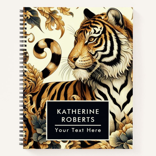 Vintages Golden Tiger Gemälde Notizbuch (Vorderseite)