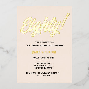 Vintages Goldenes Drehbuch 80. Geburtstagsparty Folieneinladung