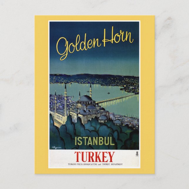 Vintages Goldenes Horn Istanbul Türkei Reise Postkarte (Vorderseite)