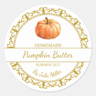 Vintages goldfarbenes, hausgemachtes Pumpkin-Butte Runder Aufkleber