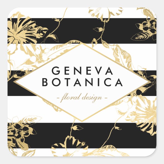 Vintages goldfarbenes Muster auf Strickdesignern Quadratischer Aufkleber (Vorderseite)