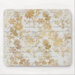 Vintages Goldflor Mousepad<br><div class="desc">Das schöne Vintage französische Design hat einen Hintergrund von kursiven Schriften mit eleganten vergoldeten Blume und Stielen.</div>