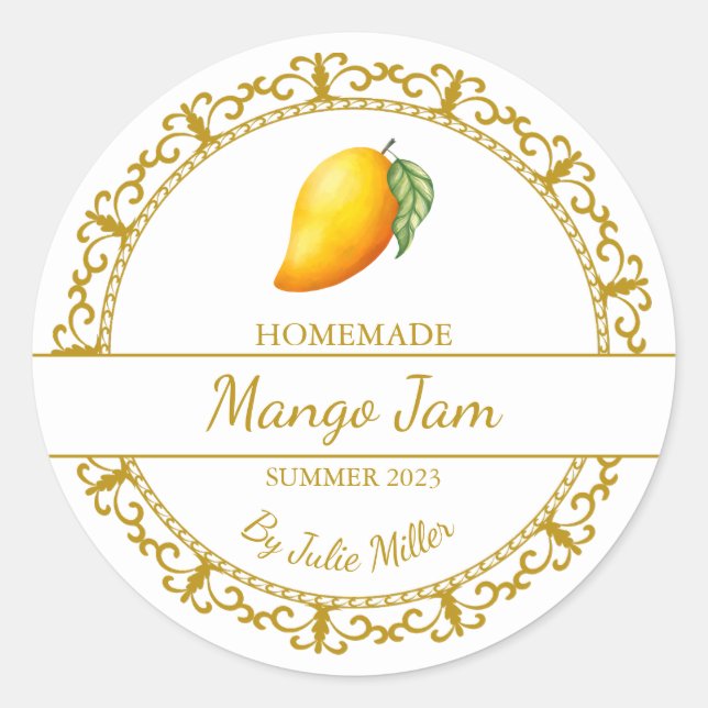Vintages Goldmedaio-Mango-Jam-Label Runder Aufkleber (Vorderseite)