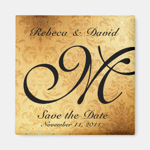 Vintages Goldmonogramm Save the Date Magnet