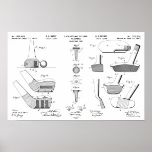Vintages Golf Patent Poster 2 Black on White
