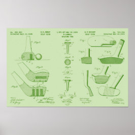 Vintages Golfpatentposter 2 Neu grün Poster