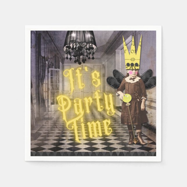 Vintages Goth Halloween Kostüm-Party Serviette (Vorderseite)