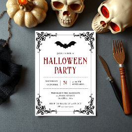 Vintages Gothic Bat Adult Halloween-Party Einladung