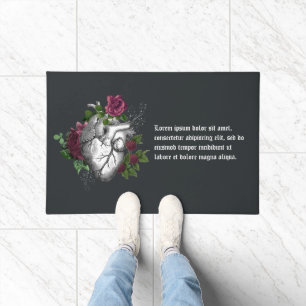 Vintages Gothic Burgund Blumenherz Fußmatte