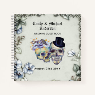 Vintages Gothic Skulls Wedding Gästebuch Notizbuch