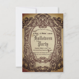 Vintages gotisch-Viktorianisches Halloween Einladung