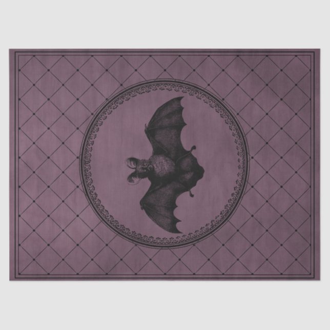 Vintages gotisches Halloween-Boot auf Lila Dekoupa Seidenpapier (Vorderseite)