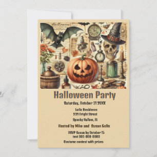 Vintages gotisches Halloween-Party Einladung