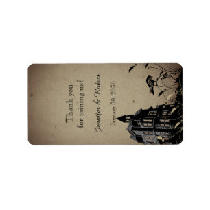 Vintages gotisches Haus Hochzeitsplatz Adressaufkleber