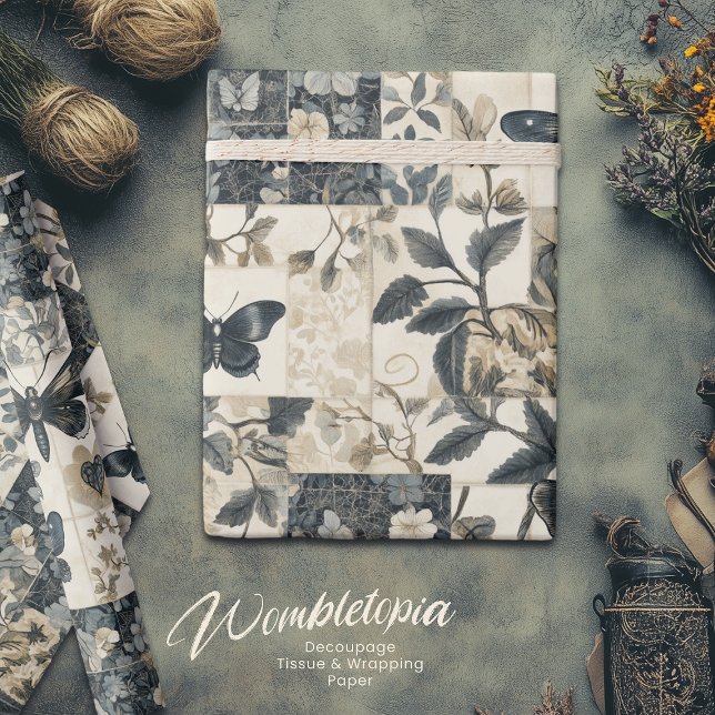 Vintages gotisches Moth Collage Halloween Geschenkpapier (Von Creator hochgeladen)