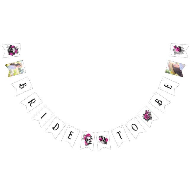 Vintages gotisches Rosa Skelett Brautparty Wimpelkette (Alle)