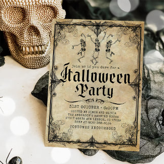 Vintages gotisches Skelett Erwachsene Halloween-Pa Einladung
