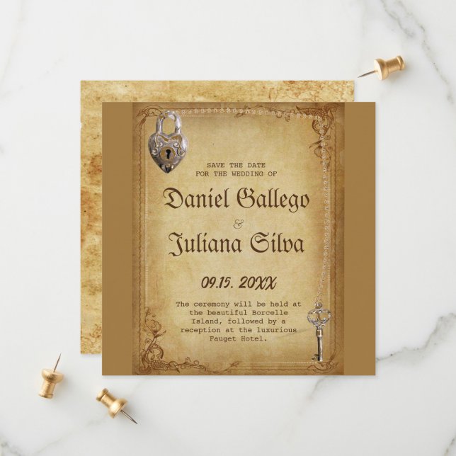 Vintages Gotisches Skelett Wichtige Hochzeit Save The Date (Vorderseite/Rückseite Beispiel)