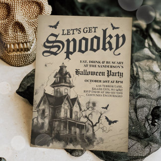 Vintages gotisches Spuk HausHalloween-Party Einladung