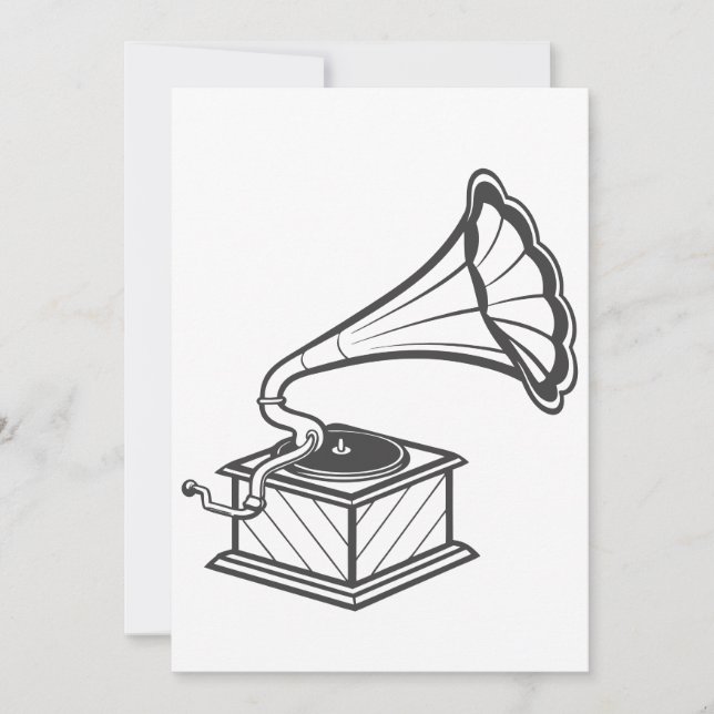 Vintages Grammophon Einladung (Vorderseite)