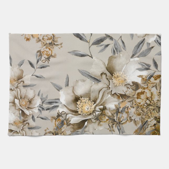 Vintages Grau und Gold Geschirrtuch (Horizontal)