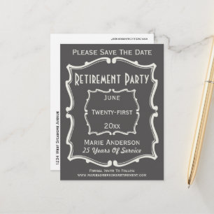 Vintages, grau-weiß Save the Date Party für die Al Ankündigungspostkarte