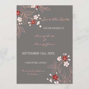 Vintages graues Blumenwedding Save the Date