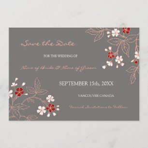 Vintages graues Blumenwedding Save the Date