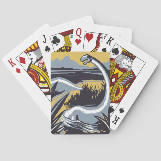 Vintages graues Drachenwasser Spielkarten (Rückseite)