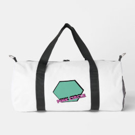 Vintages graues Hexagon mit rosa Circle Text Duffle Bag