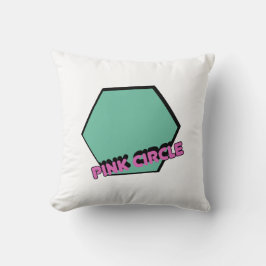 Vintages graues Hexagon mit rosa Circle Text Kissen
