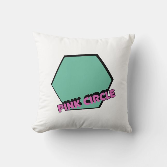 Vintages graues Hexagon mit rosa Circle Text Kissen (Vorderseite)