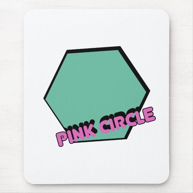 Vintages graues Hexagon mit rosa Circle Text Mousepad (Vorne)