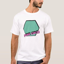 Vintages graues Hexagon mit rosa Circle Text T-Shirt