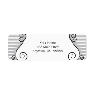 Vintages graues Streifenrücksendetikett