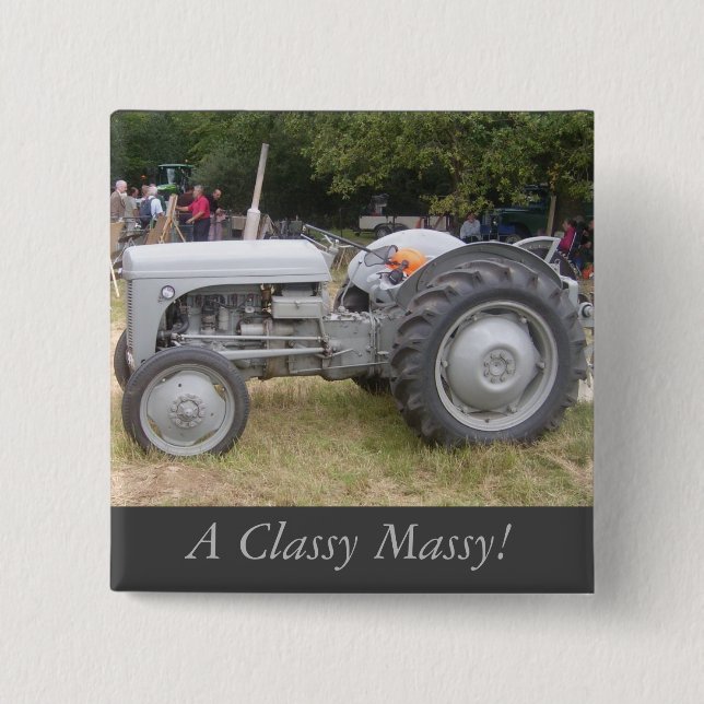 Vintages Grauschneckenzugmaschinen-Foto Button (Vorderseite)