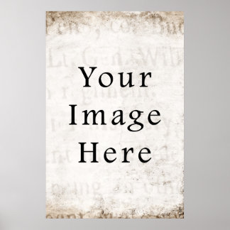 Vintages Gray Brown Tan Script Text Parchpaper Poster