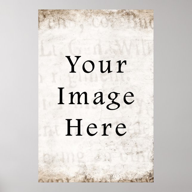 Vintages Gray Brown Tan Script Text Parchpaper Poster (Vorne)