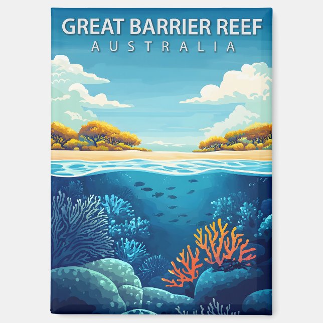 Vintages Great Barrier Reef Magnet (Vorderseite)