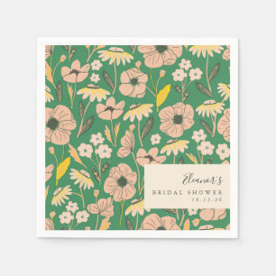 Vintages Green Boho Blumenbenutzerdefiniertes Brau Serviette