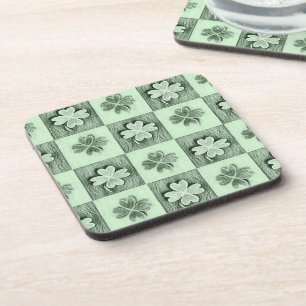 Vintages Green St Patrick Retro-Kleeblatt Getränkeuntersetzer