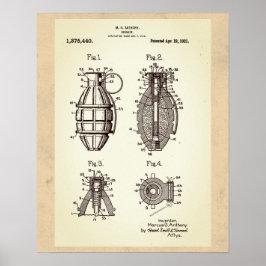 Vintages Grenade-Patent Poster