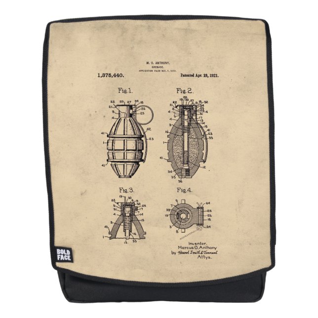 Vintages Grenade-Patent Rucksack (Vorderseite)