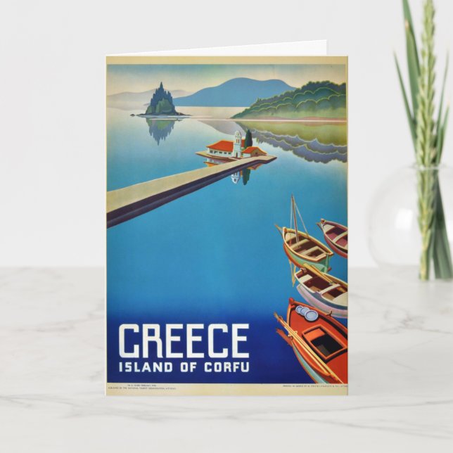 Vintages Griechenland - Insel Korfu Karte (Vorderseite)