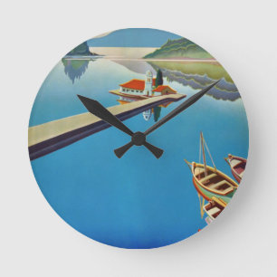 Vintages Griechenland - Insel Korfu Runde Wanduhr