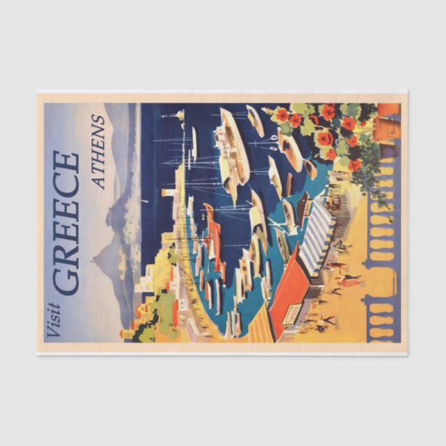 Vintages Griechenland - Reisetapier Seidenpapier (Vorderseite)