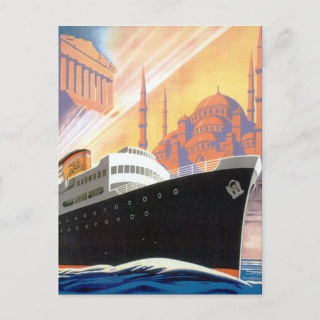 Vintages Griechenland und Istanbul Ocean Liner Tra Postkarte (Vorderseite)