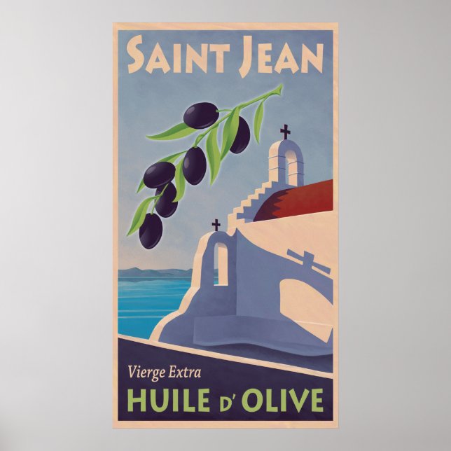 Vintages griechisches Reiseplakat für Olivenöl Poster (Vorne)