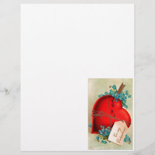 Vintages großes rotes Blutungsherz Valentine Postk